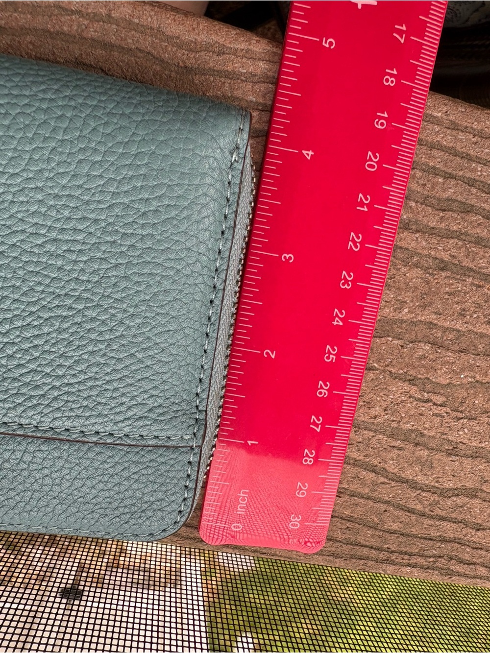Coach Pebbled Zip Around Wallet - Dusty Teal Blue w/ Gun Metal Hardware - Picture 6 of 7
